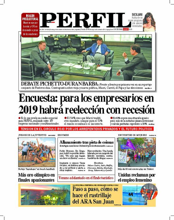 La tapa de Diario PERFIL de este domingo