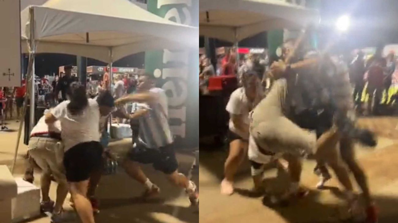 Exportando "folklore": un fanático de Lionel Messi a las piñas con dos hinchas de Dallas