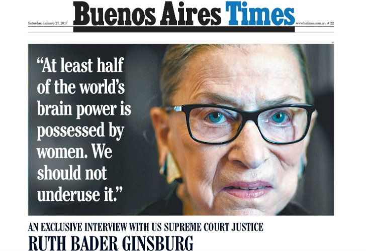 Este sábado en Buenos Aires Times: entrevista exclusiva con Ruth Ginsburg