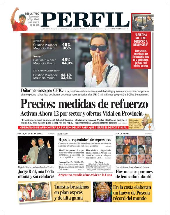 La tapa del Diario PERFIL de este domingo