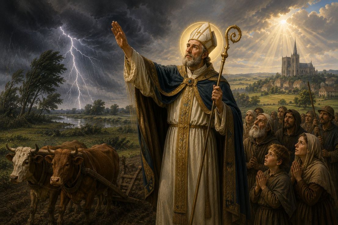 San Medardo de Noyon: el obispo galorromano que protege contra las tormentas y las sequías