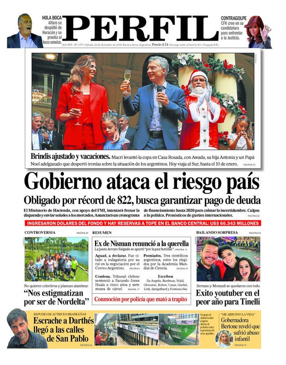 La tapa del Diario PERFIL de este sábado