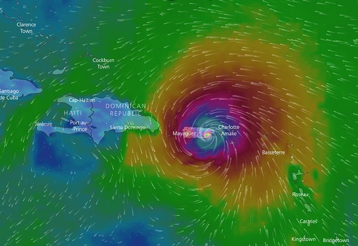 El huracán María tocó tierra en Puerto Rico con vientos de 250 km/h