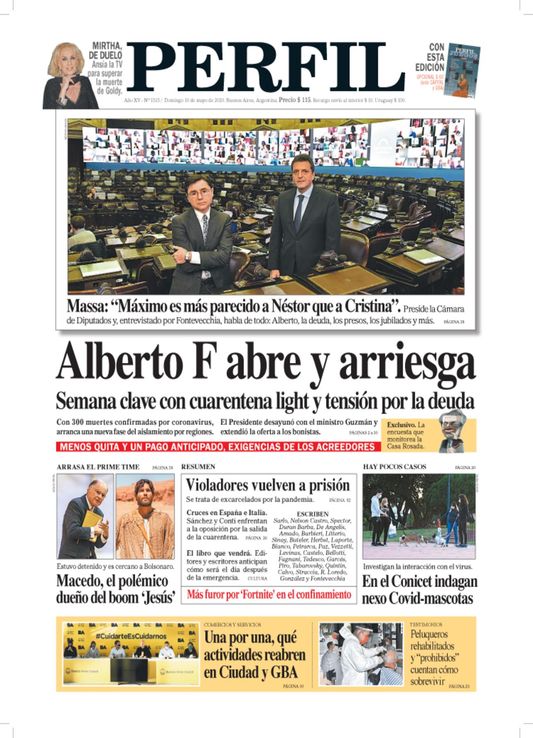 La tapa de Diario PERFIL de este domingo 10 de mayo de 2020