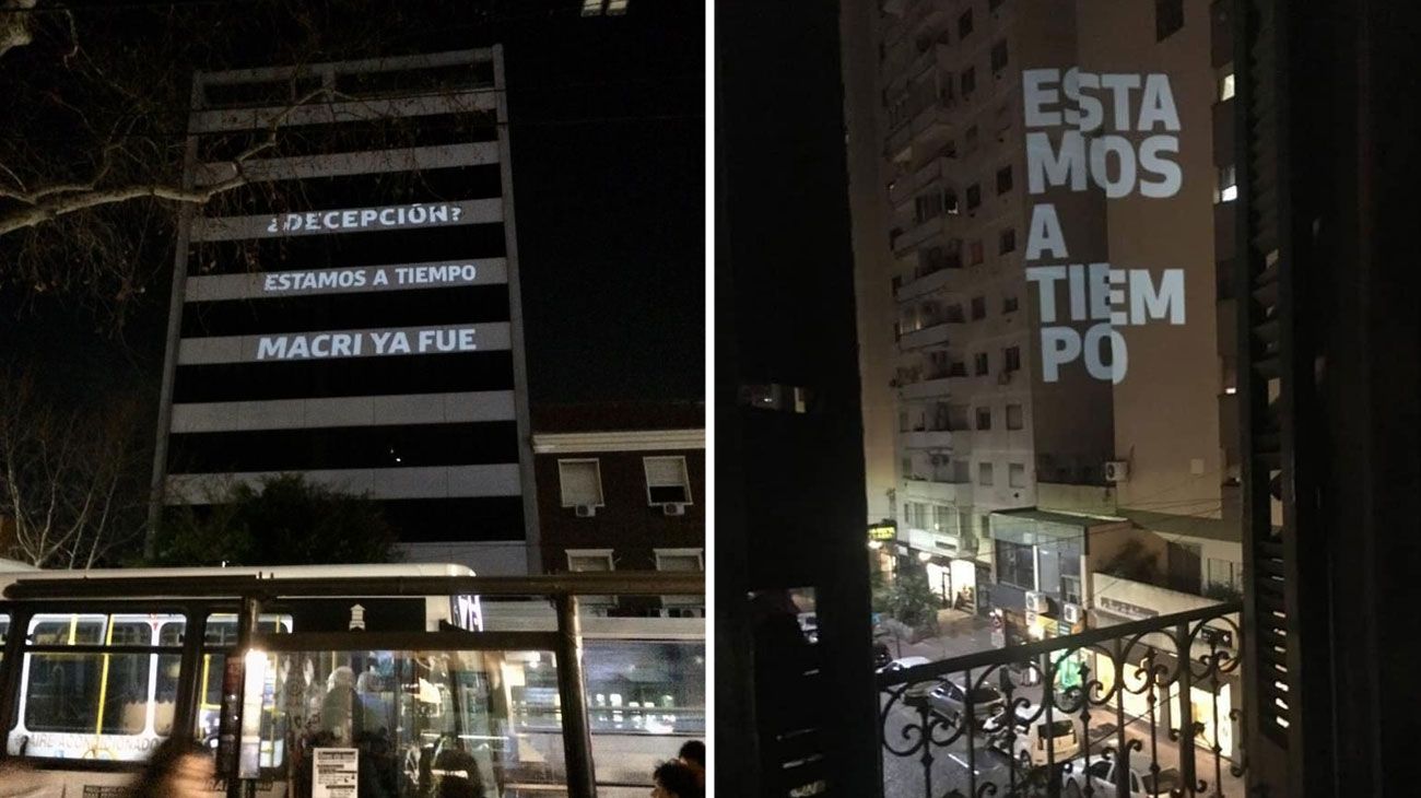 Artistas proyectan mensajes contra el Gobierno en fachadas de edificios: "Macri ya fue"