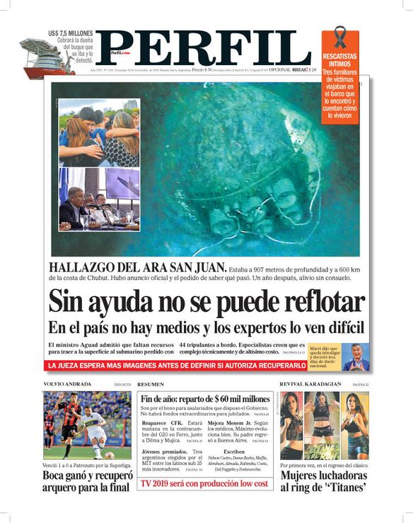 La tapa de Diario PERFIL de este domingo