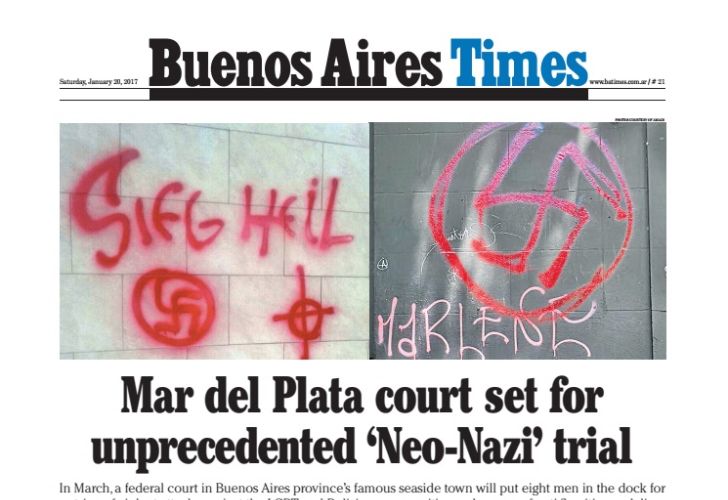 La tapa de Buenos Aires Times: Neo-nazis en Mar del Plata