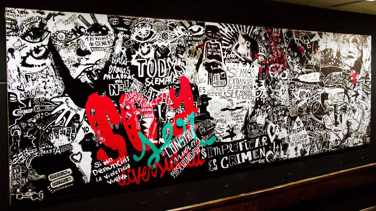 Pintan mural contra la violencia de género