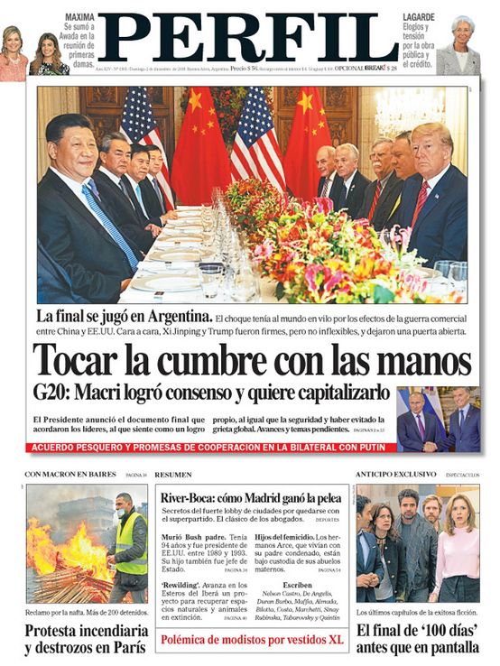 La portada del Diario PERFIL de este domingo 2 de diciembre