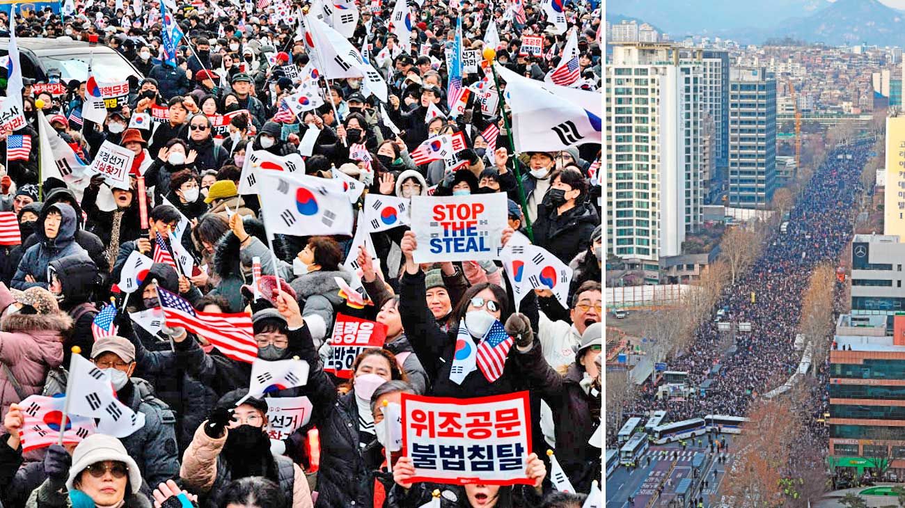 Marcha contra la detención del presidente surcoreano