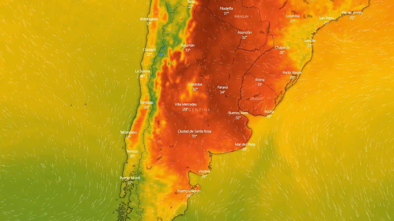 Sigue el alerta por calor extremo en gran parte del país y tormentas fuertes en Buenos Aires