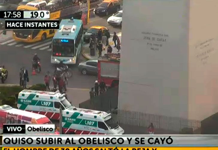 Un hombre intentó subir al Obelisco y se accidentó: "Es el sueño de mi vida"