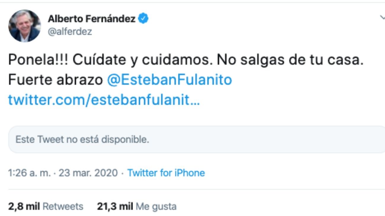 En medio del coronavirus, un fotomontaje de un tuit de Alberto reabrió la grieta