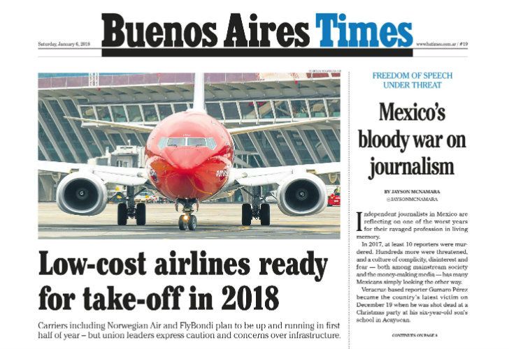 Este sábado en Buenos Aires Times: las low-cost listas para despegar en 2018