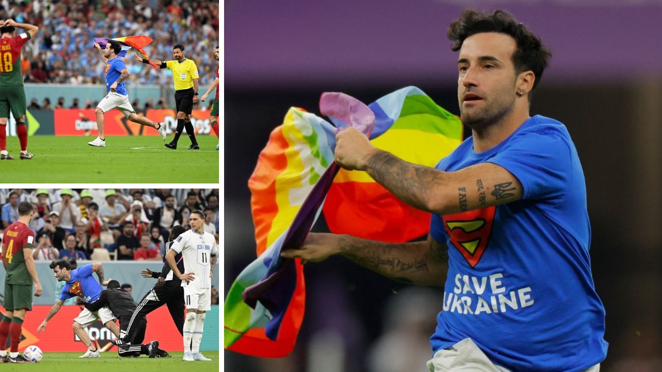 Liberaron "sin consecuencias" al italiano que interrumpió un partido con la bandera LGBT