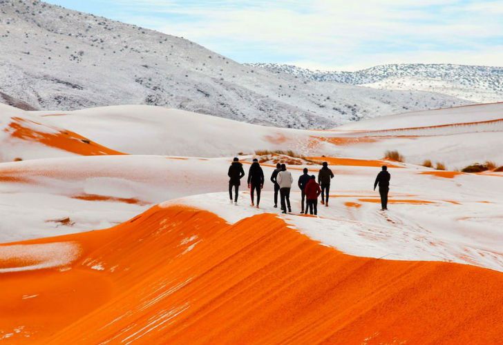 Fotos | Impresionante nevada cubrió el Desierto del Sahara