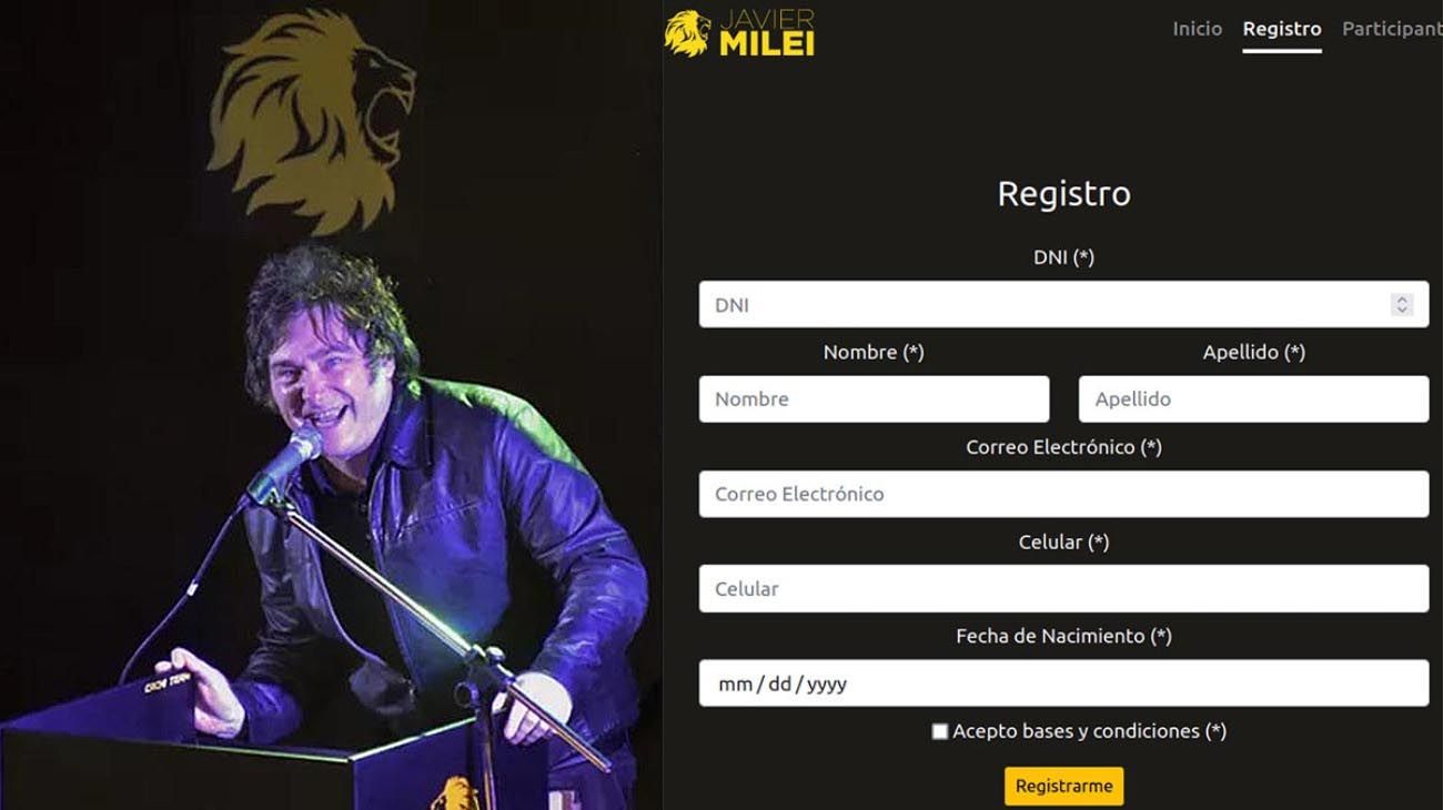 Sorteo de Javier Milei: un foro de hackers puso a la venta los datos de los participantes