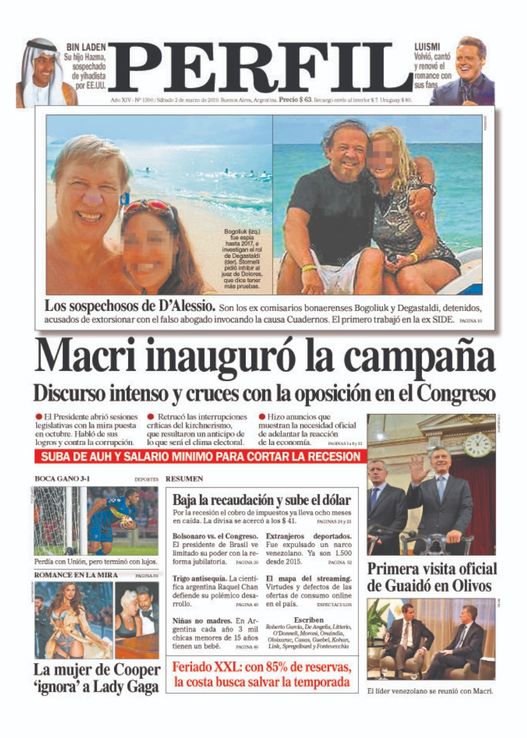 La tapa del Diario PERFIL de este sábado