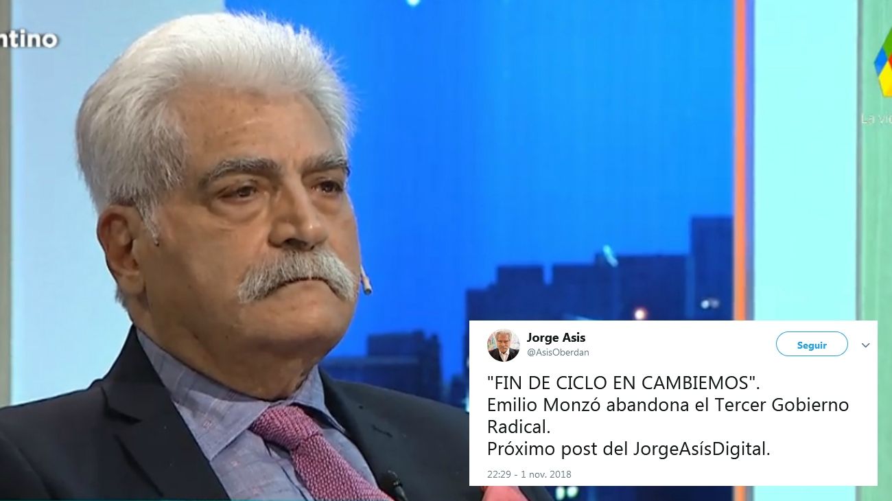 La última bomba política de Jorge Asís: "Emilio Monzó se va de Cambiemos"