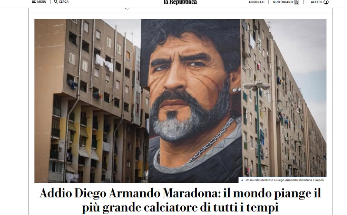 Así reflejaron los diarios del mundo la muerte de Diego Maradona