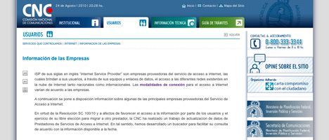 El Gobierno no tiene idea de quiénes ofrecen Internet