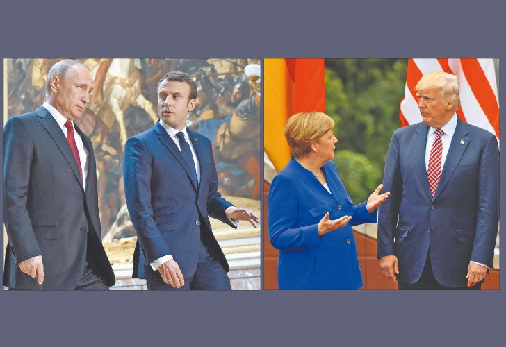 Merkel, junto a Macron, se plantan ante Trump-Putin