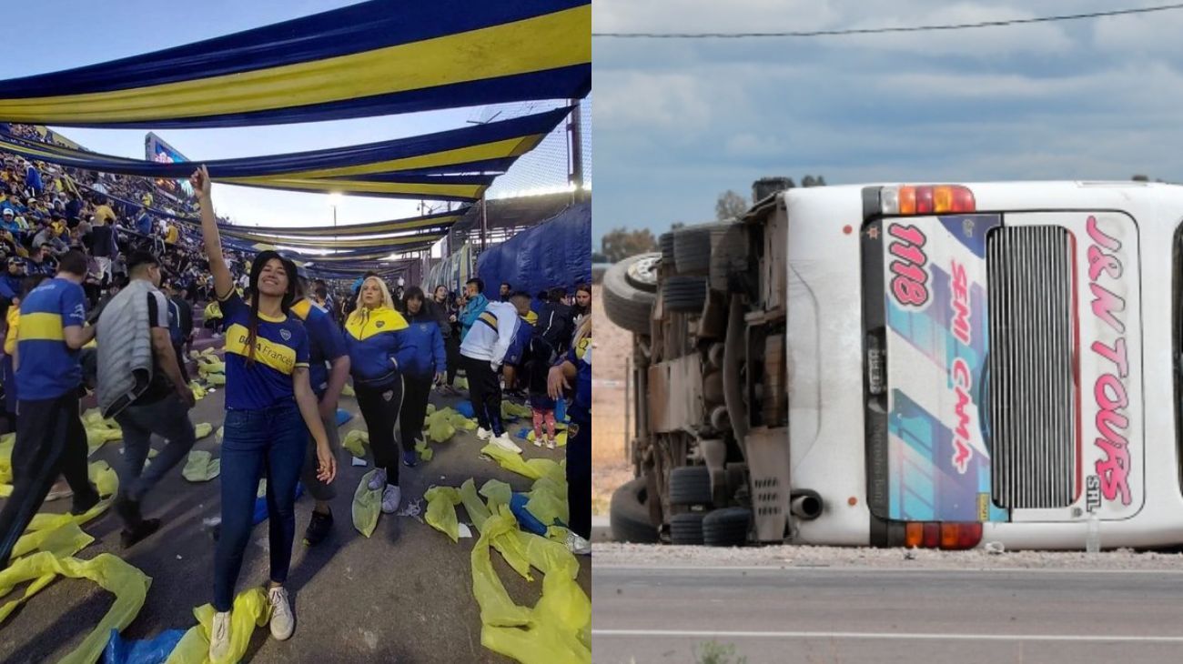 Quién era la fanática de Boca que murió y el video del vuelco fatal del micro en Mendoza