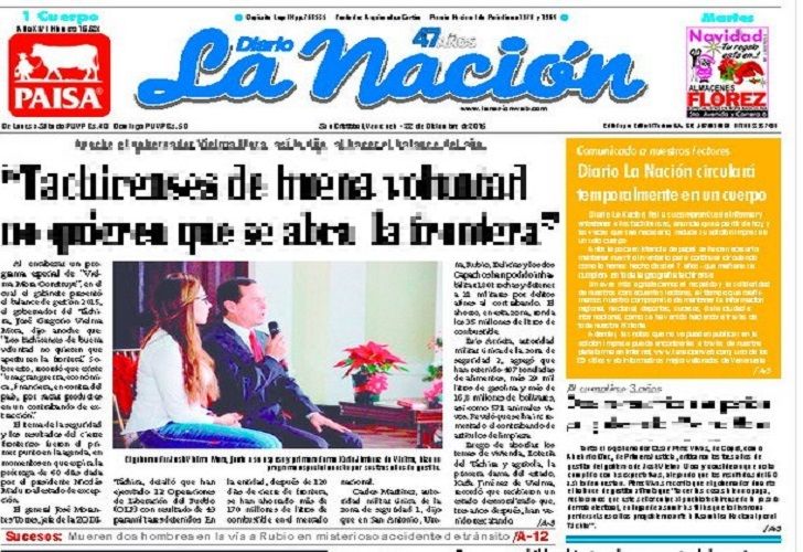 Venezuela: por falta de papel deja de circular el diario La Nación
