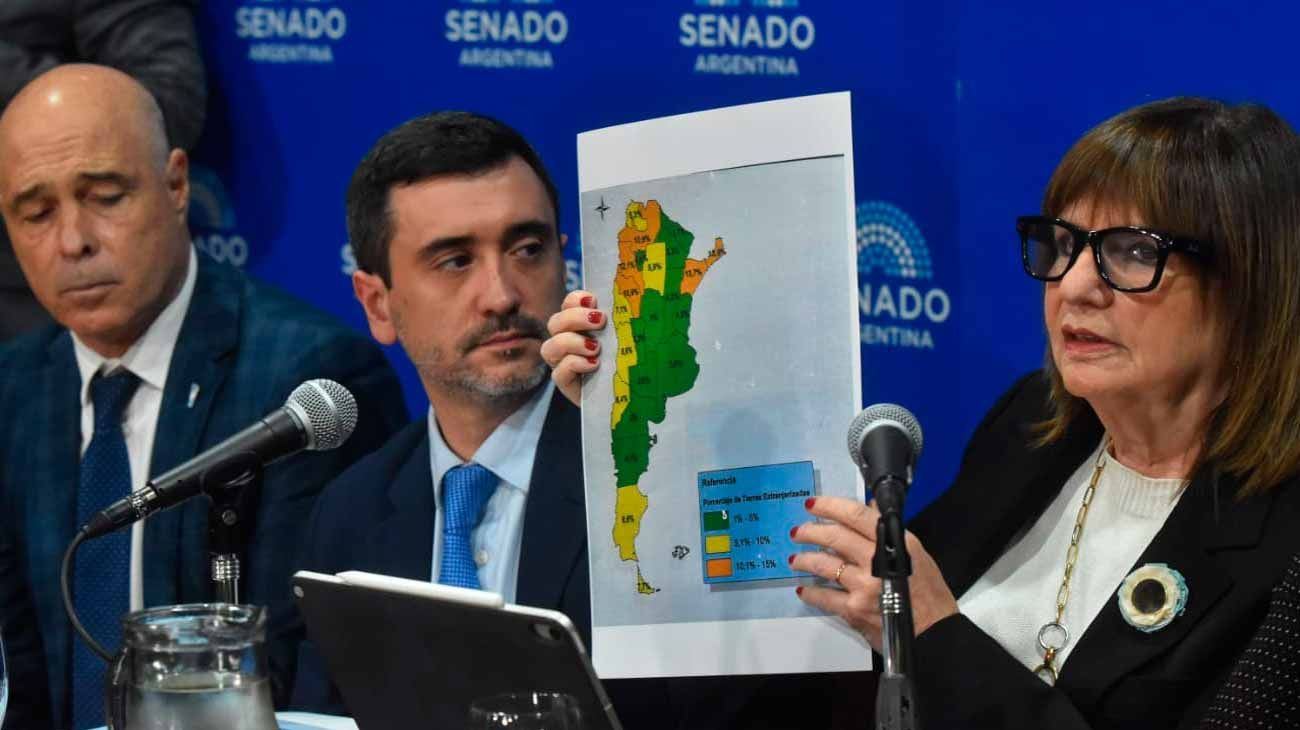 “La ley volvió terratenientes a los amigos del poder”: Bullrich defendió la nueva Ley de Tierras y apuntó contra Máximo Kirchner