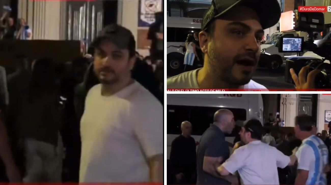 Tensión en el acto libertario en Córdoba: hubo forcejeos entre dirigentes de LLA y Marra tuvo que separarlos