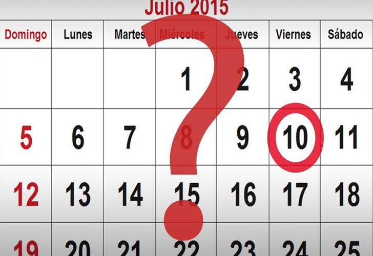 El viernes 10 de julio de 2015 no es feriado puente