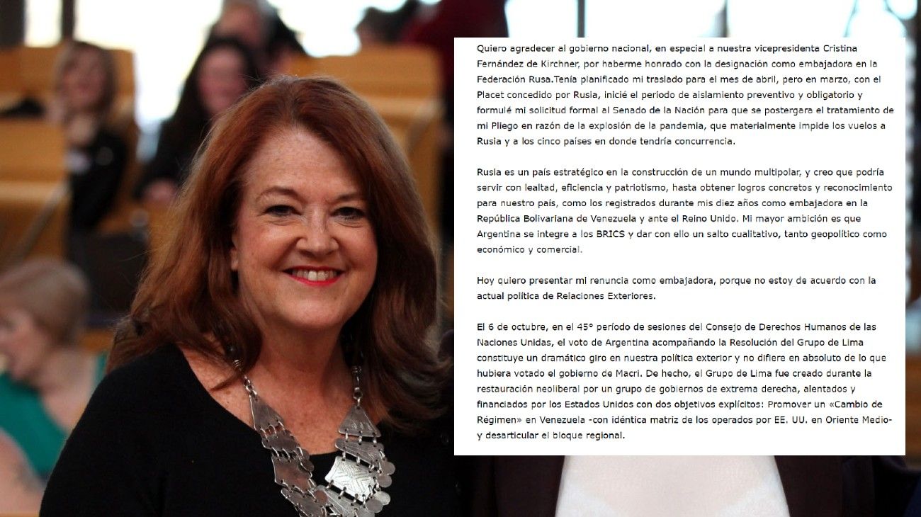 Qué dice la carta completa de renuncia de Alicia Castro