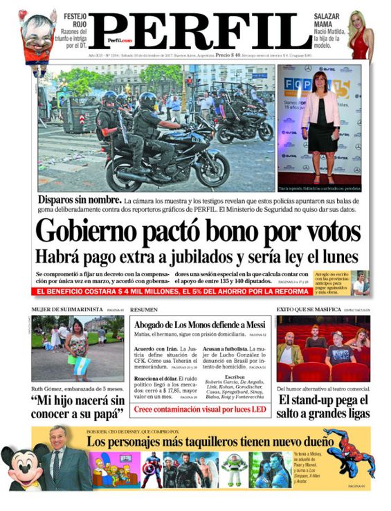 La tapa de Diario PERFIL de este sábado