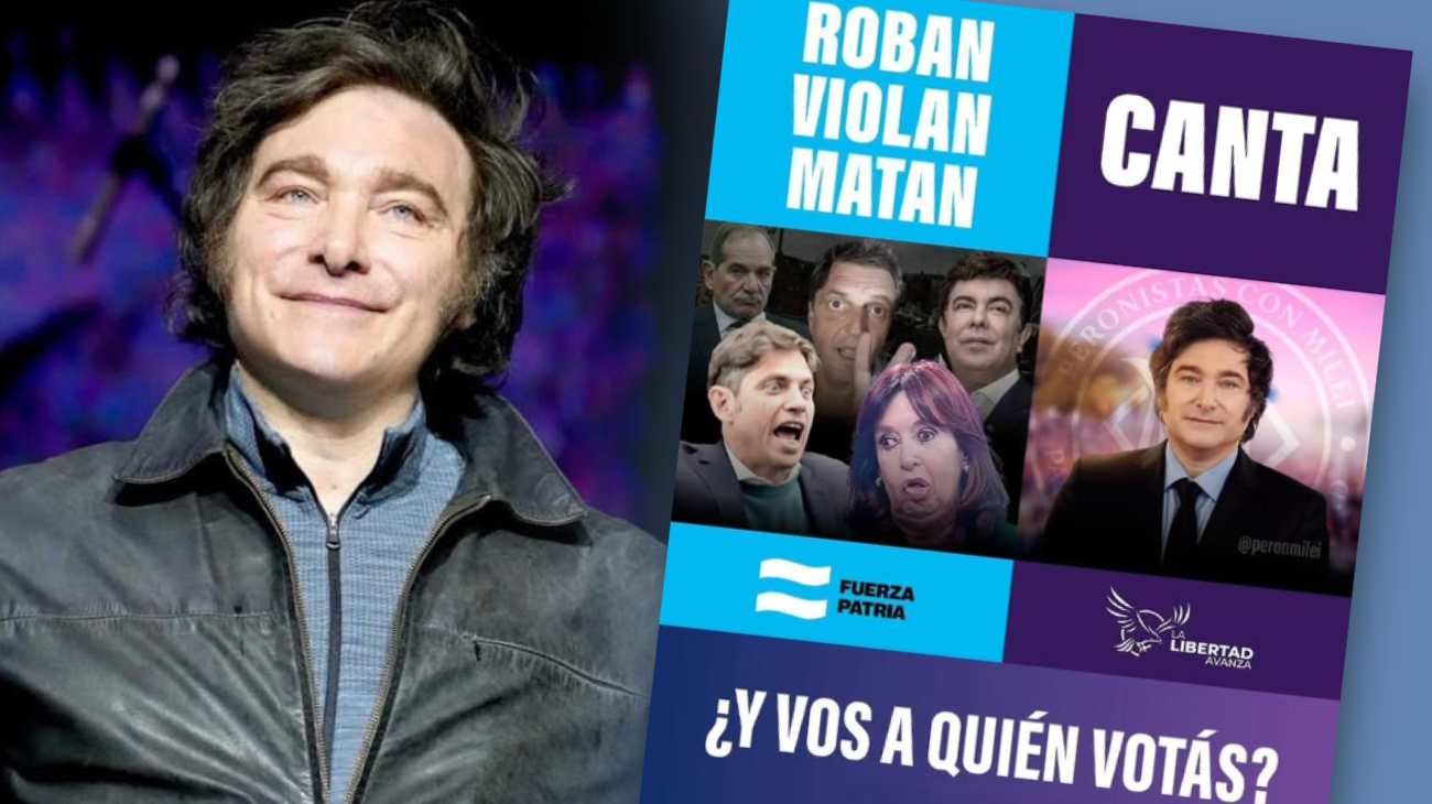 "Roban, violan, matan" versus "Canta": la agresiva"encuesta" de campaña que posteó Javier Milei