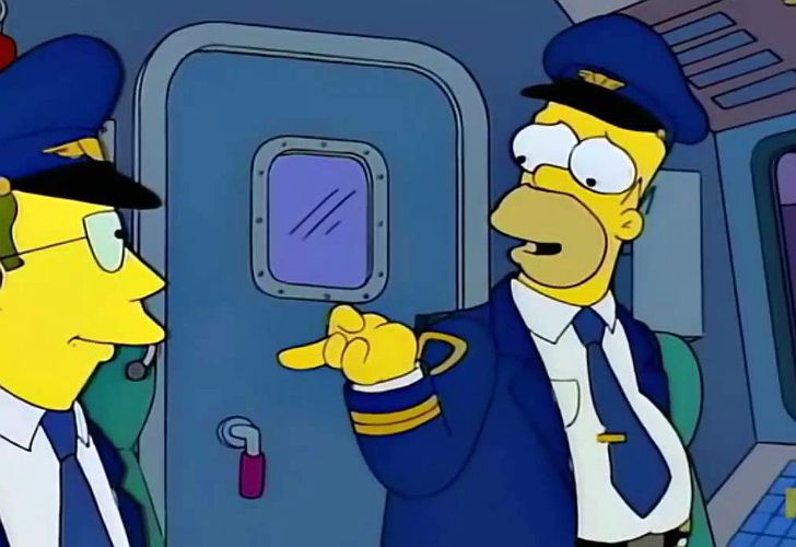 En una cabina de Aerolíneas el "copiloto" fue Homero Simpson