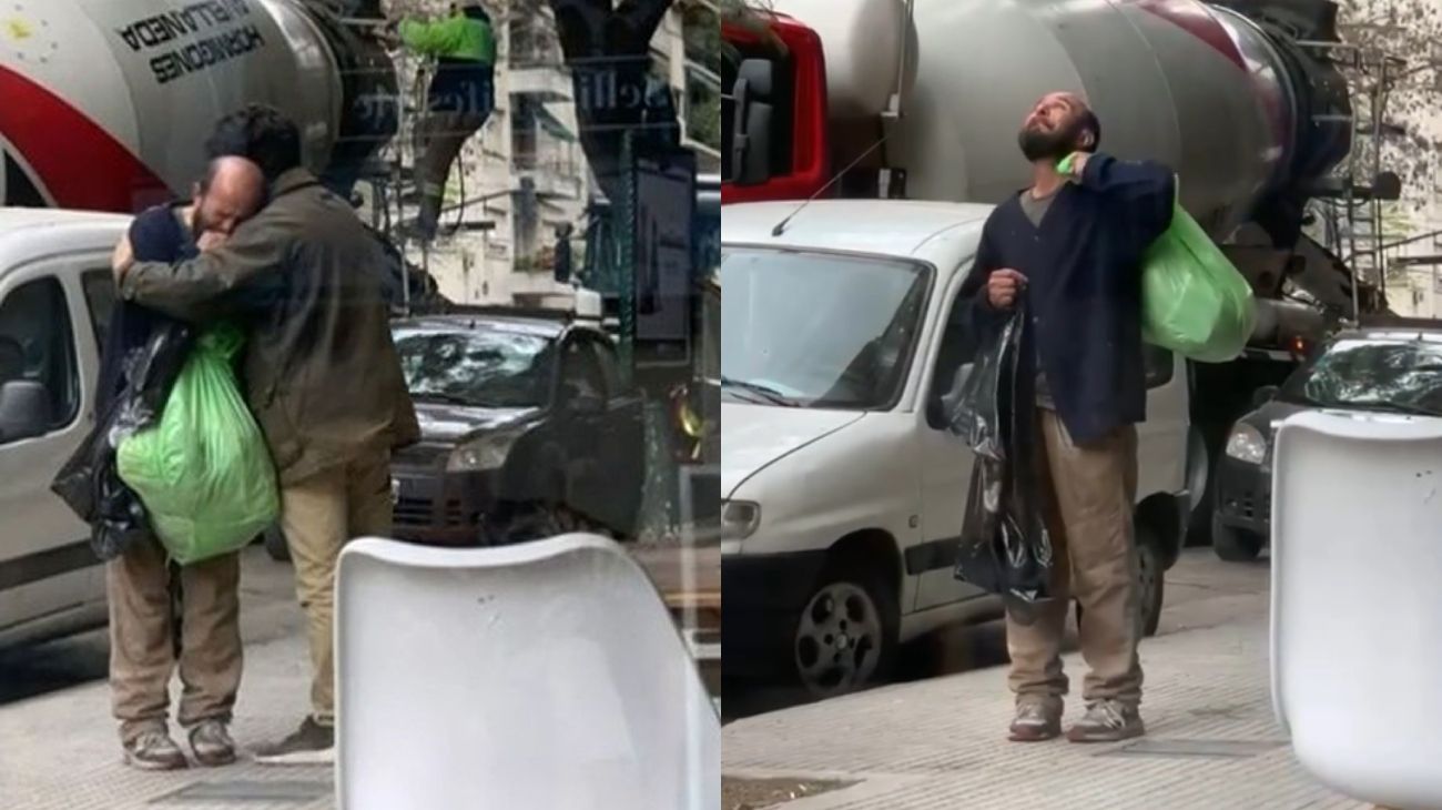El conmovedor gesto de un joven con un indigente: "No me abraces, tengo olor"