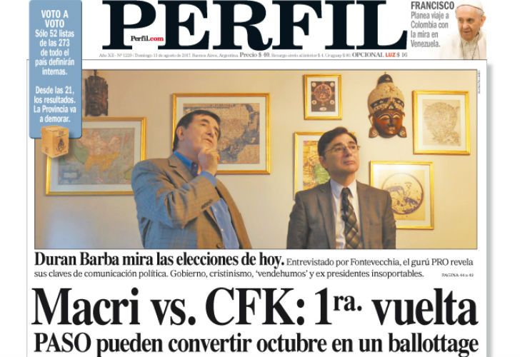La tapa de este domingo del diario PERFIL 1229