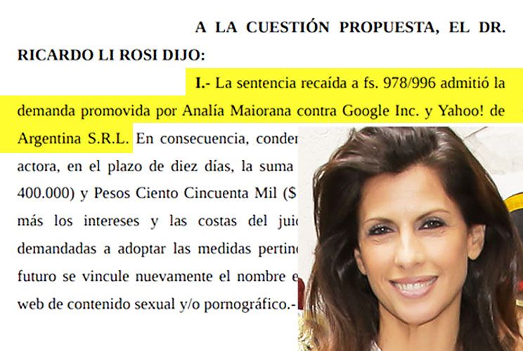 Maiorana le ganó un juicio a Google por uso indebido de su imagen