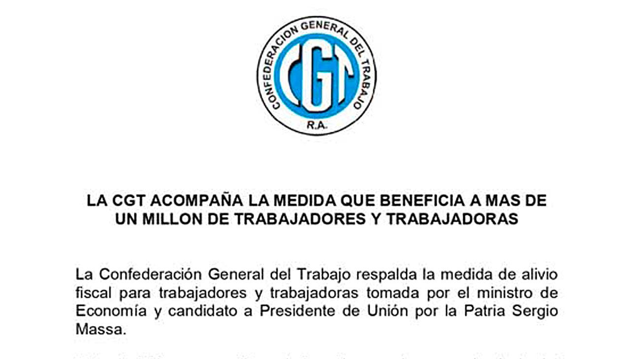 La CGT pone la estructura al servicio del ministro