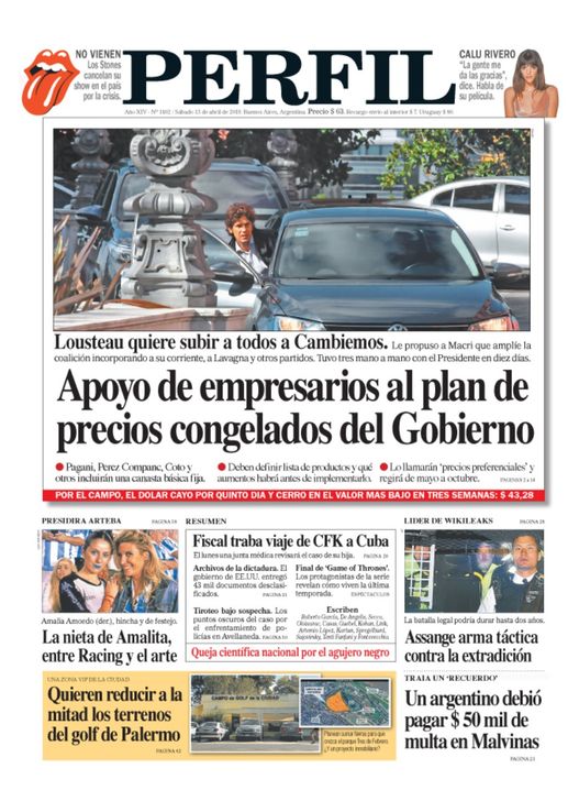 La tapa del Diario PERFIL de este sábado