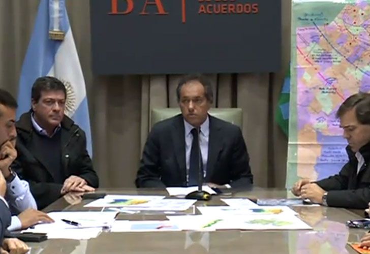 Recién aterrizado, habló Scioli: "El adversario es el cambio climático"