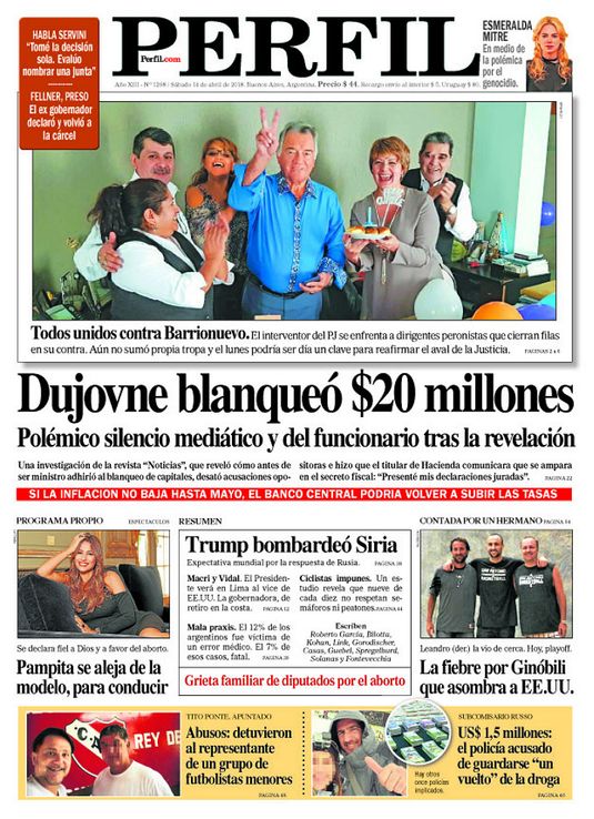 La portada del diario Perfil de este sábado