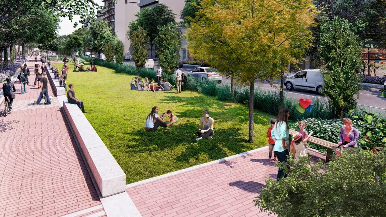Crearán un parque lineal de 800 metros sobre la avenida Honorio Pueyrredón