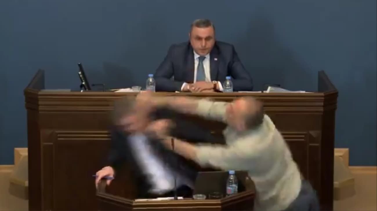 Escándalo en el Parlamento de Georgia: el video de los diputados a las trompadas en plena sesión
