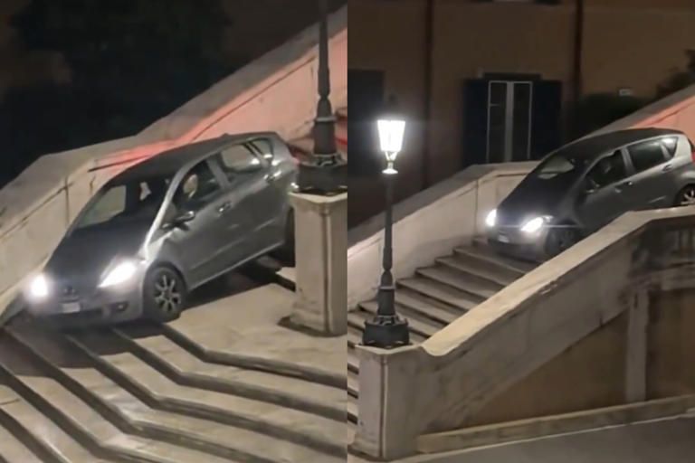 Manejó por la escalinata de la Piazza di Spagna en Roma y no pudo explicar la causa