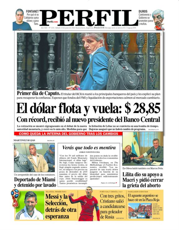 La tapa de Diario PERFIL de este sábado