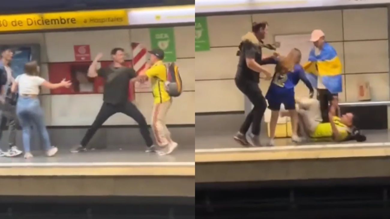 Cargadas y piñas en el subte: un hincha de Boca se agarró a golpes con uno de River