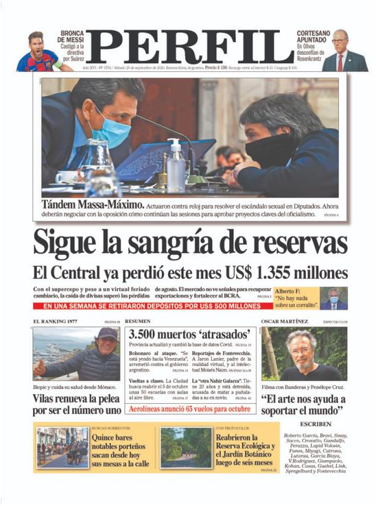 La tapa de Diario PERFIL de este sábado 26 de septiembre