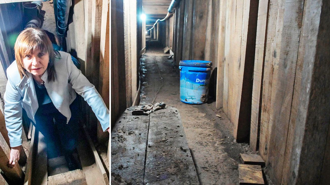 La ministra Bullrich visitó el túnel del fallido robo al banco Macro
