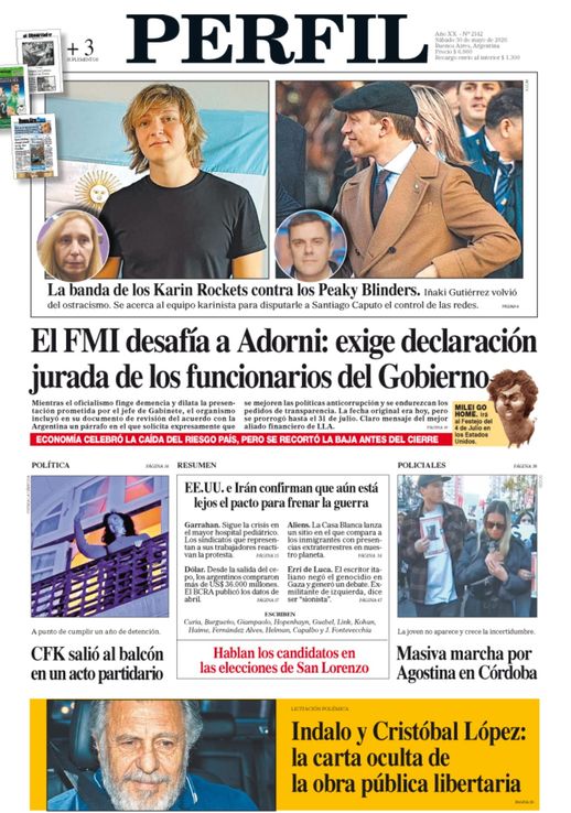 La tapa de Perfil del sábado 30 de mayo de 2026